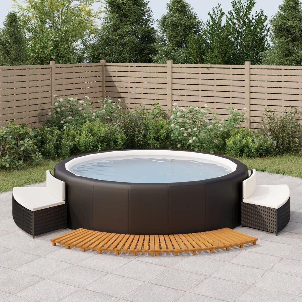 Hottub-ombouw poly rattan massief acaciahout