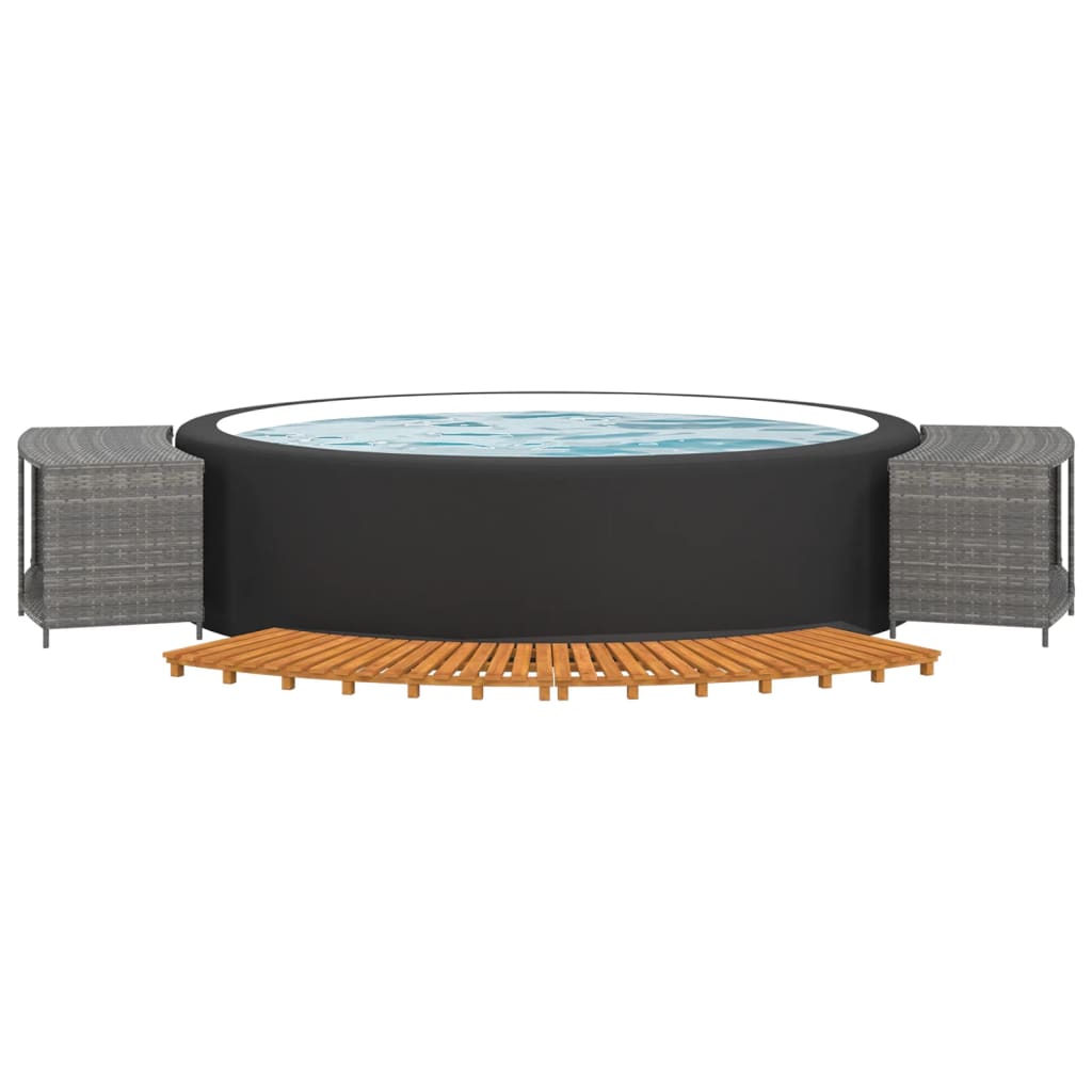 Hottub-ombouw poly rattan massief acaciahout