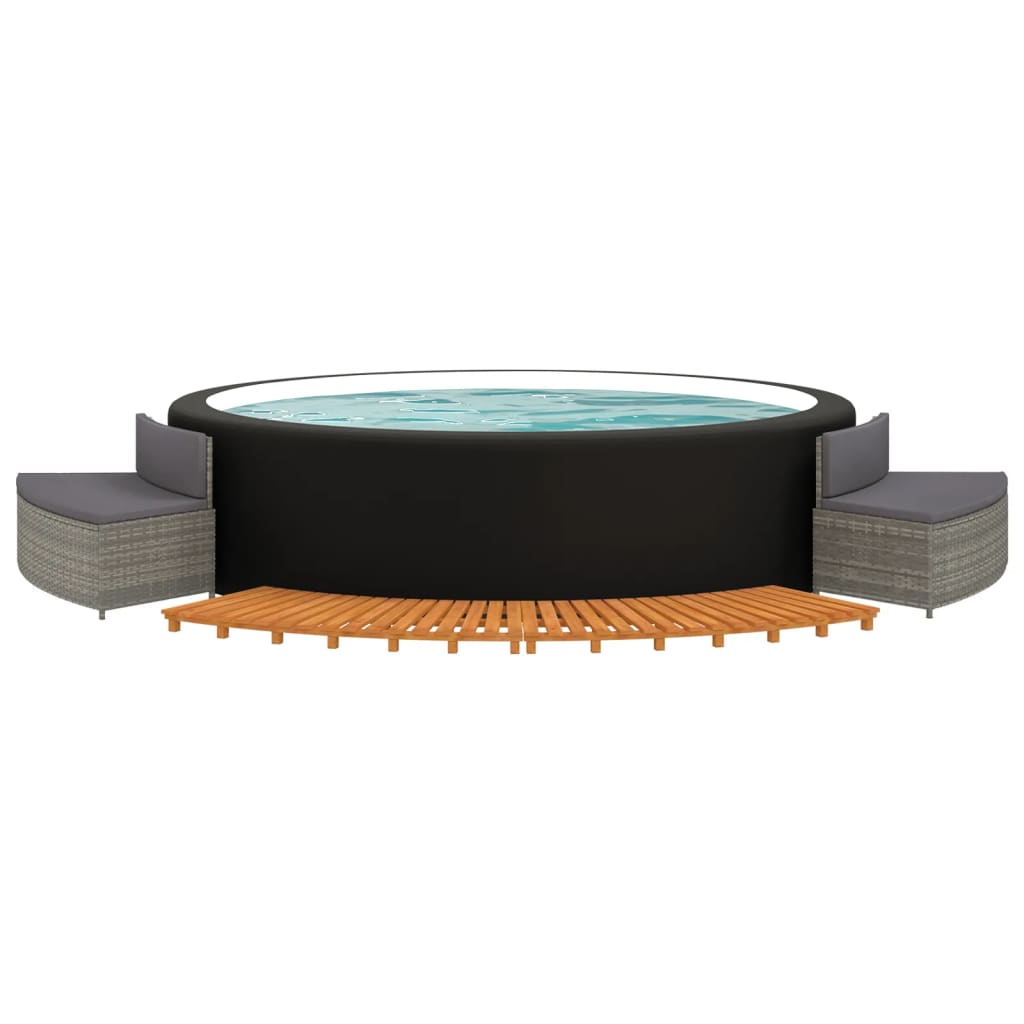 Hottub-ombouw poly rattan massief acaciahout