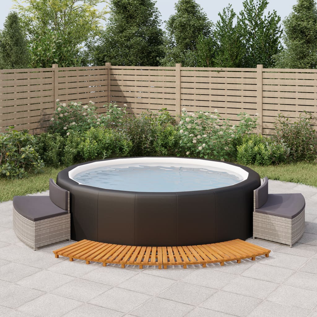 Hottub-ombouw poly rattan massief acaciahout