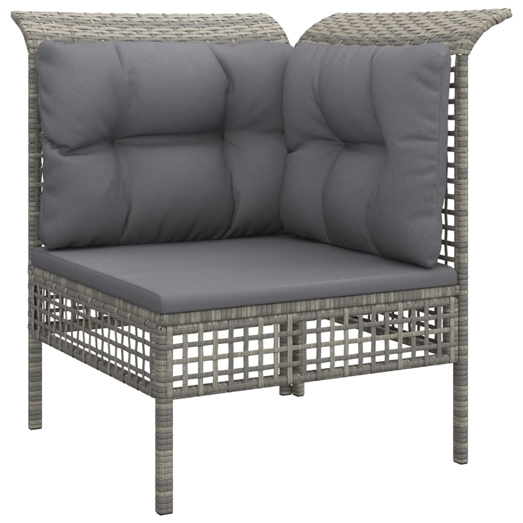 4-delige Loungeset met kussens poly rattan grijs