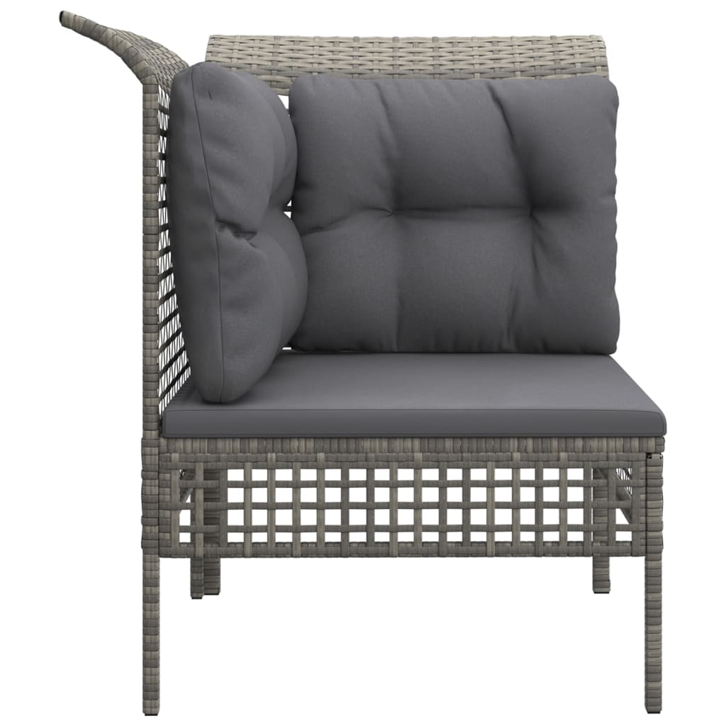 4-delige Loungeset met kussens poly rattan grijs