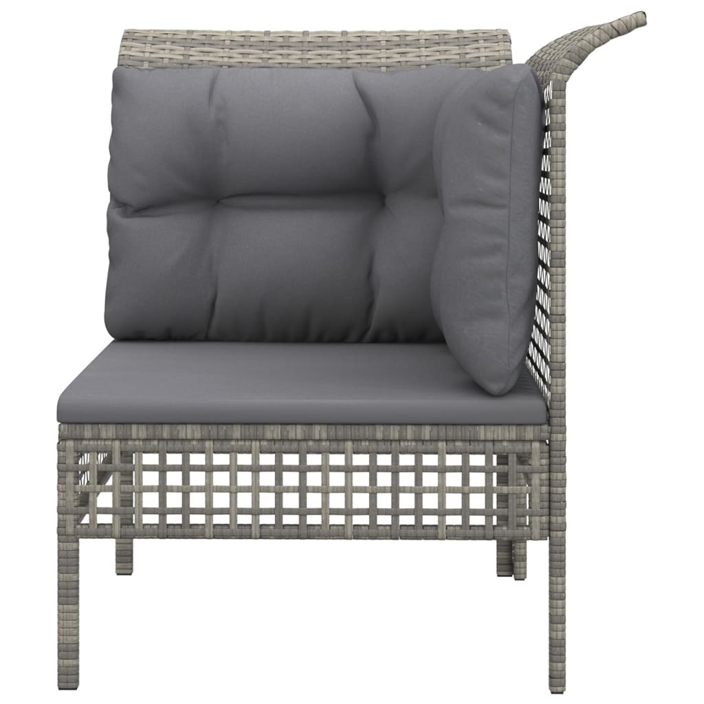 4-delige Loungeset met kussens poly rattan grijs