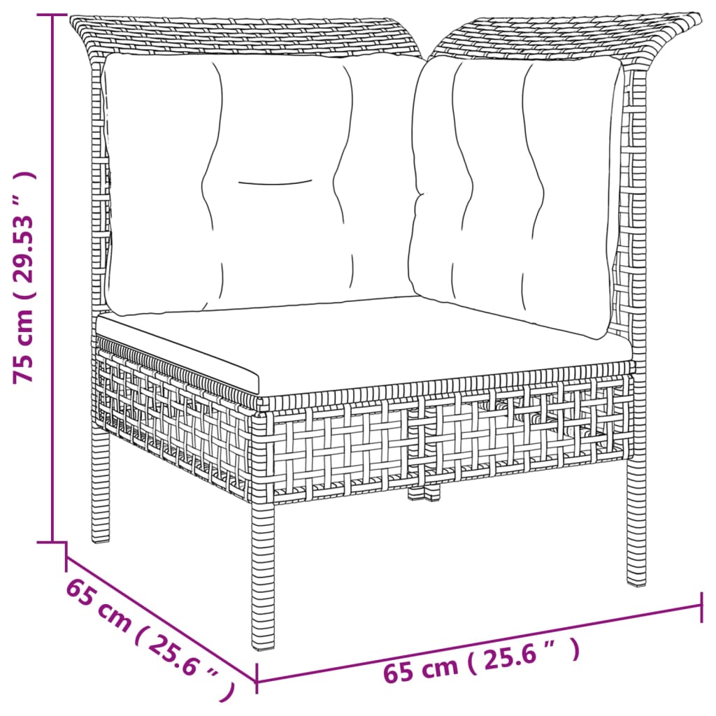 4-delige Loungeset met kussens poly rattan grijs