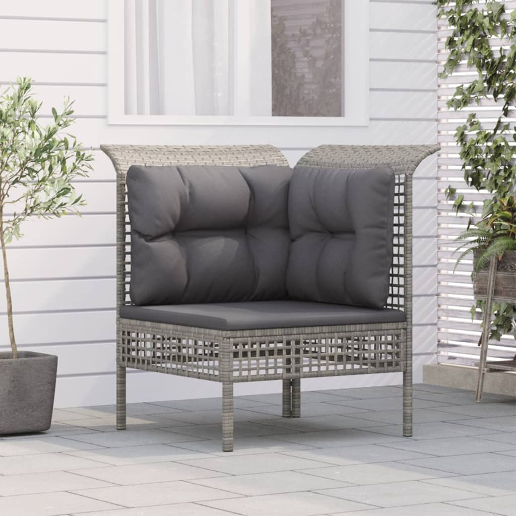 4-delige Loungeset met kussens poly rattan grijs