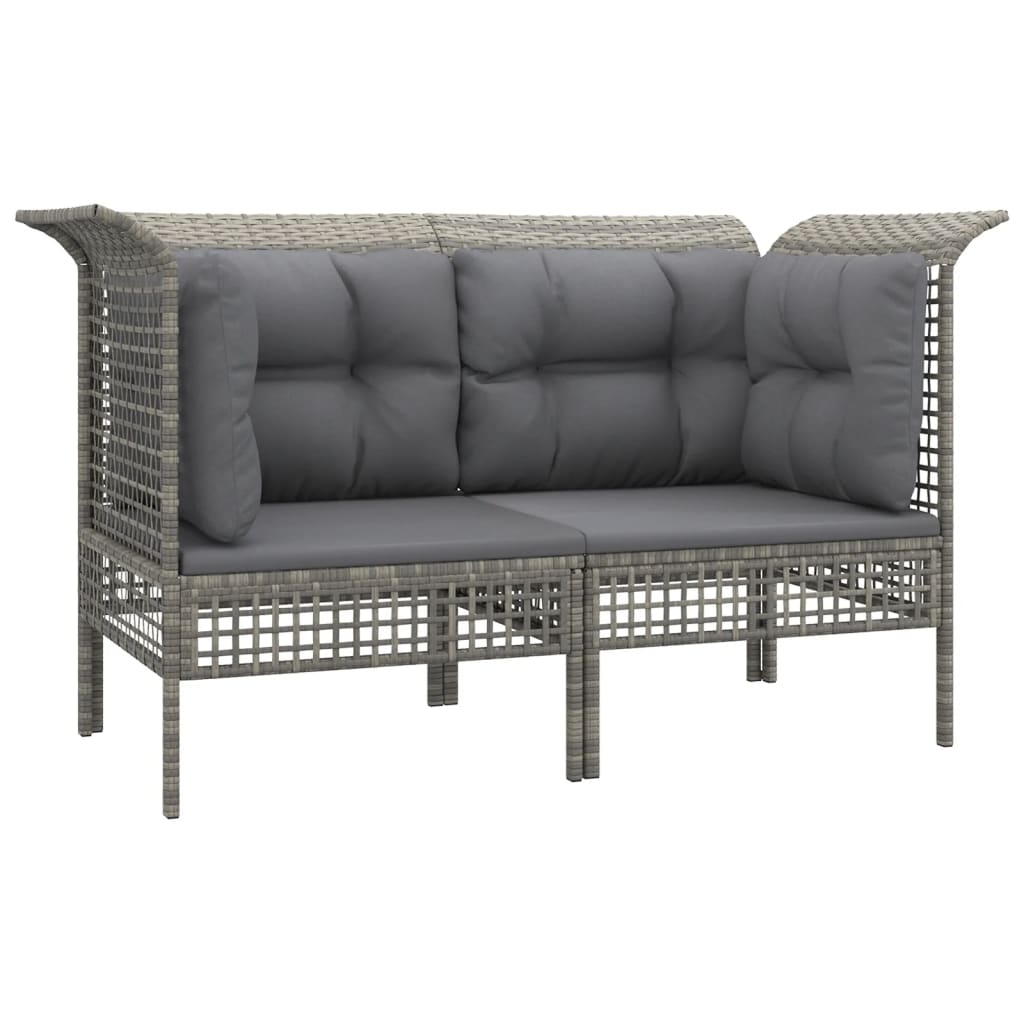 4-delige Loungeset met kussens poly rattan grijs