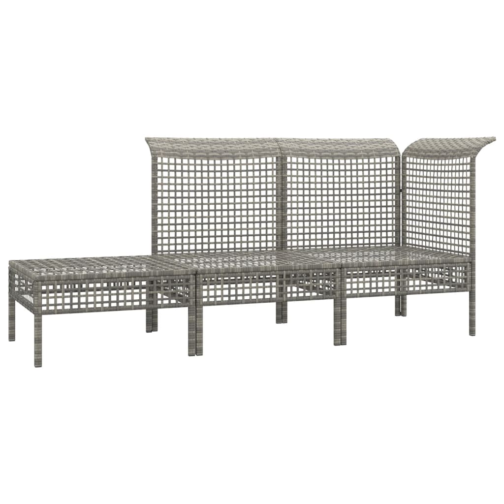 4-delige Loungeset met kussens poly rattan grijs