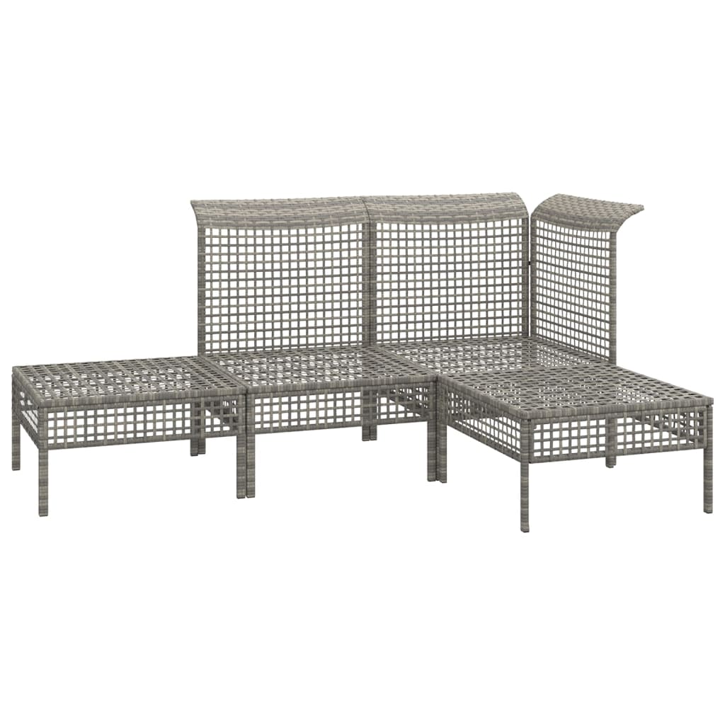 4-delige Loungeset met kussens poly rattan grijs