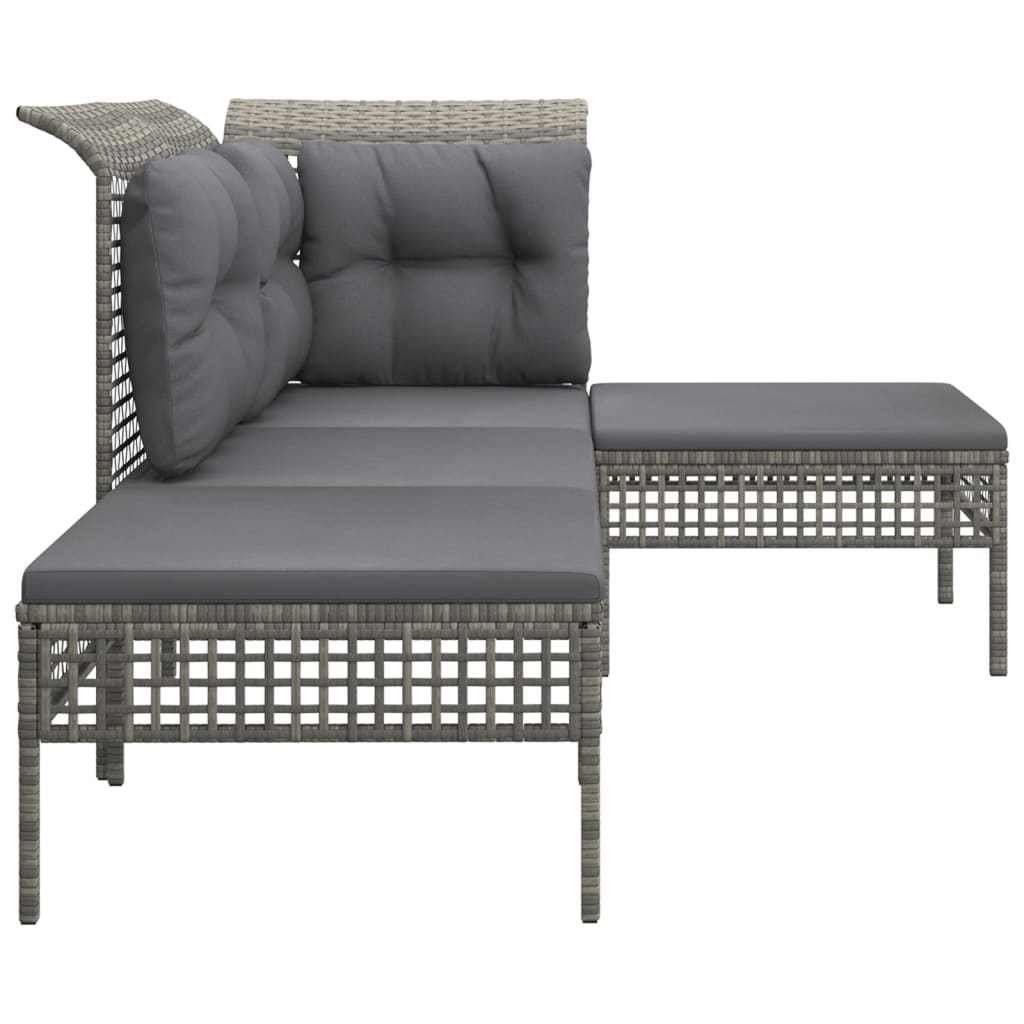 4-delige Loungeset met kussens poly rattan grijs