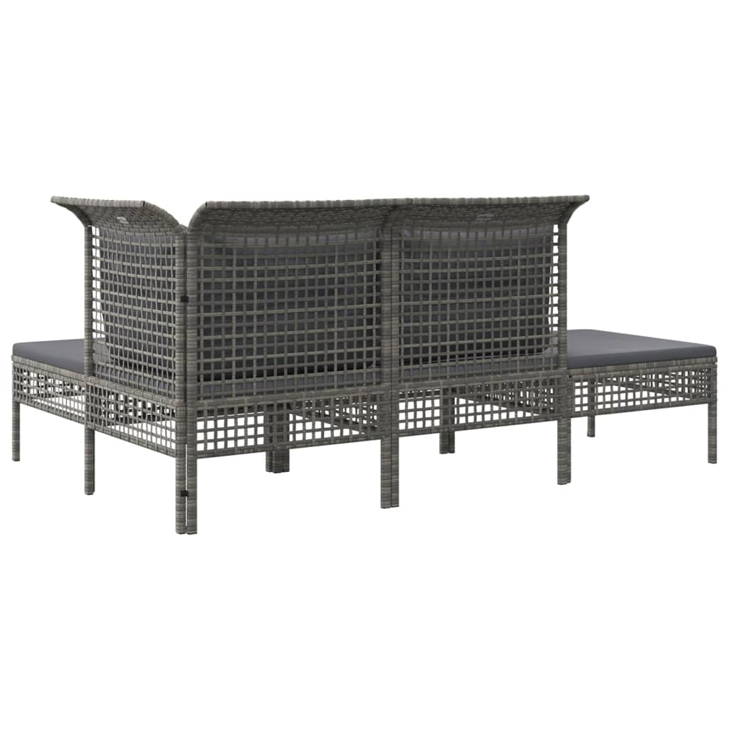 4-delige Loungeset met kussens poly rattan grijs