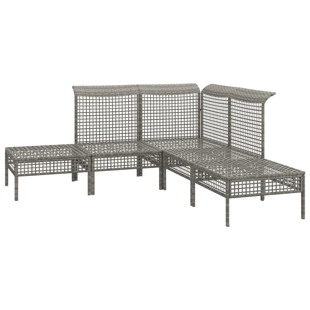 4-delige Loungeset met kussens poly rattan grijs