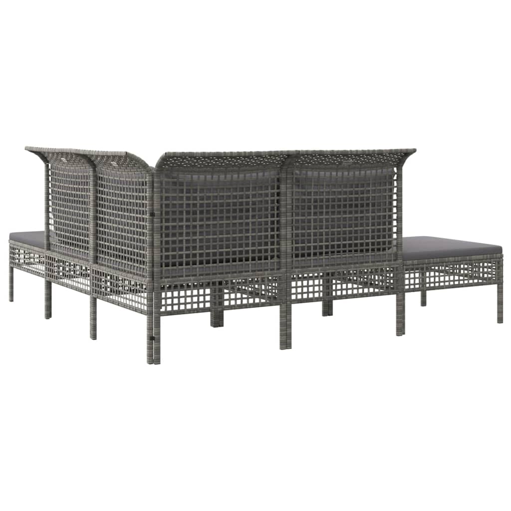 4-delige Loungeset met kussens poly rattan grijs