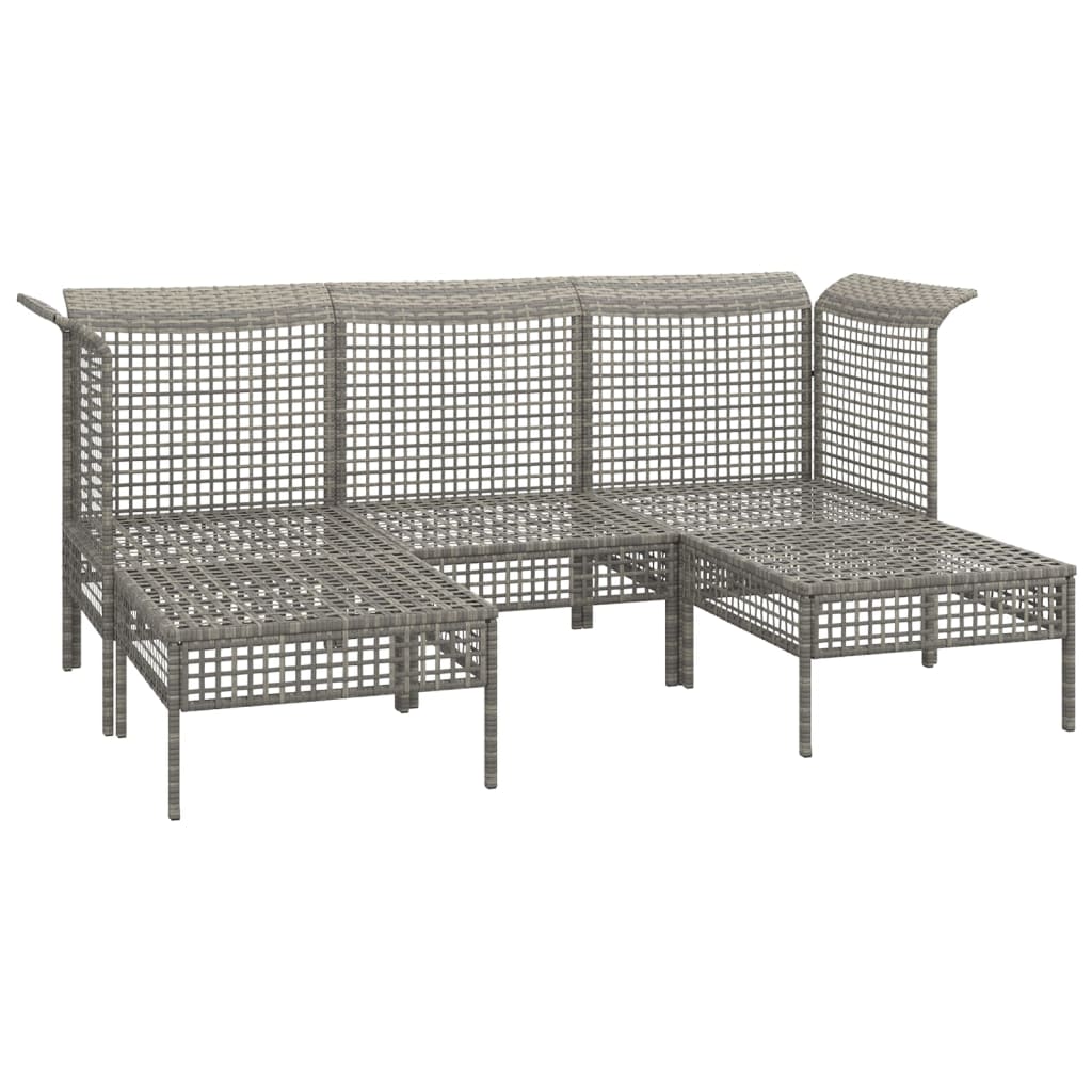 4-delige Loungeset met kussens poly rattan grijs