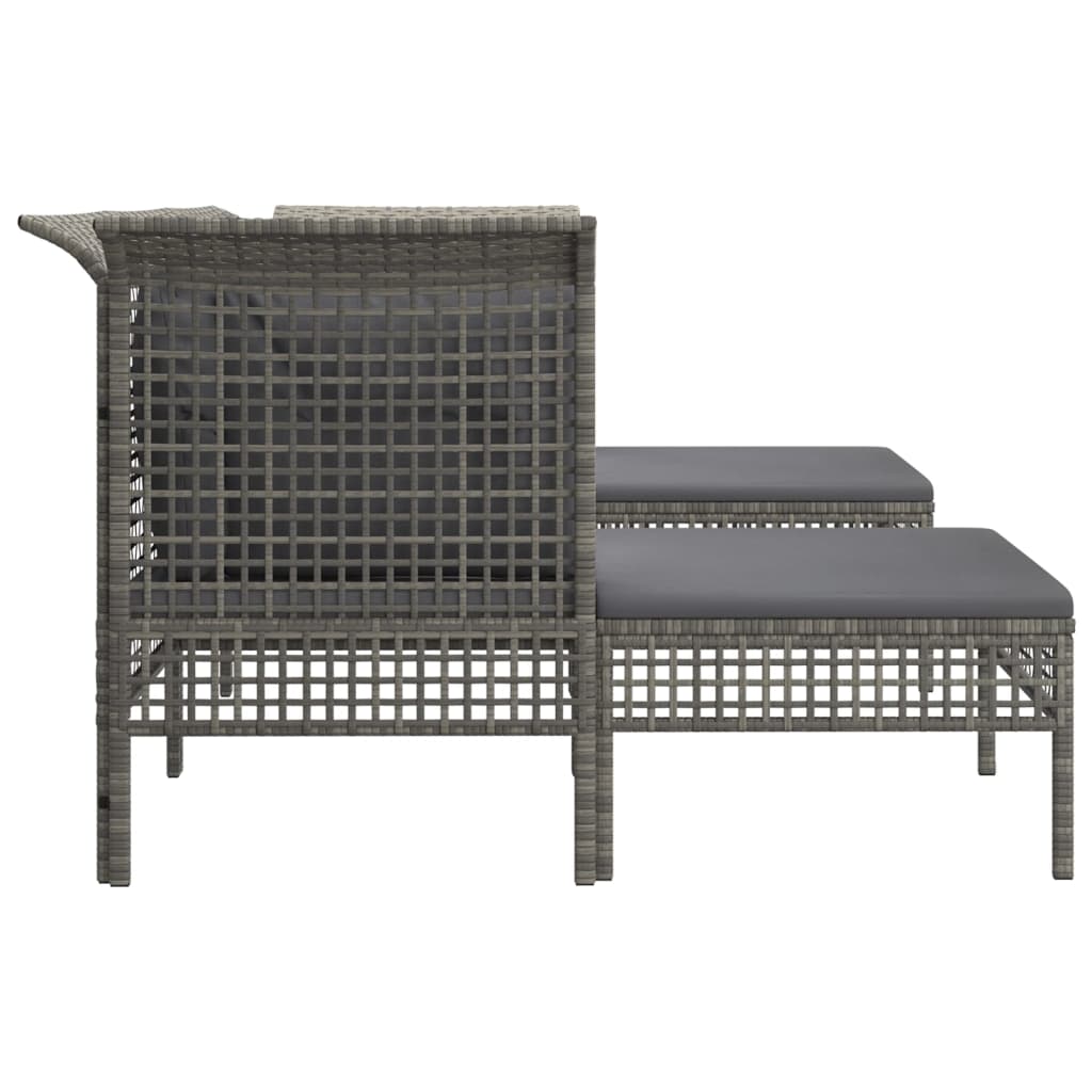 4-delige Loungeset met kussens poly rattan grijs