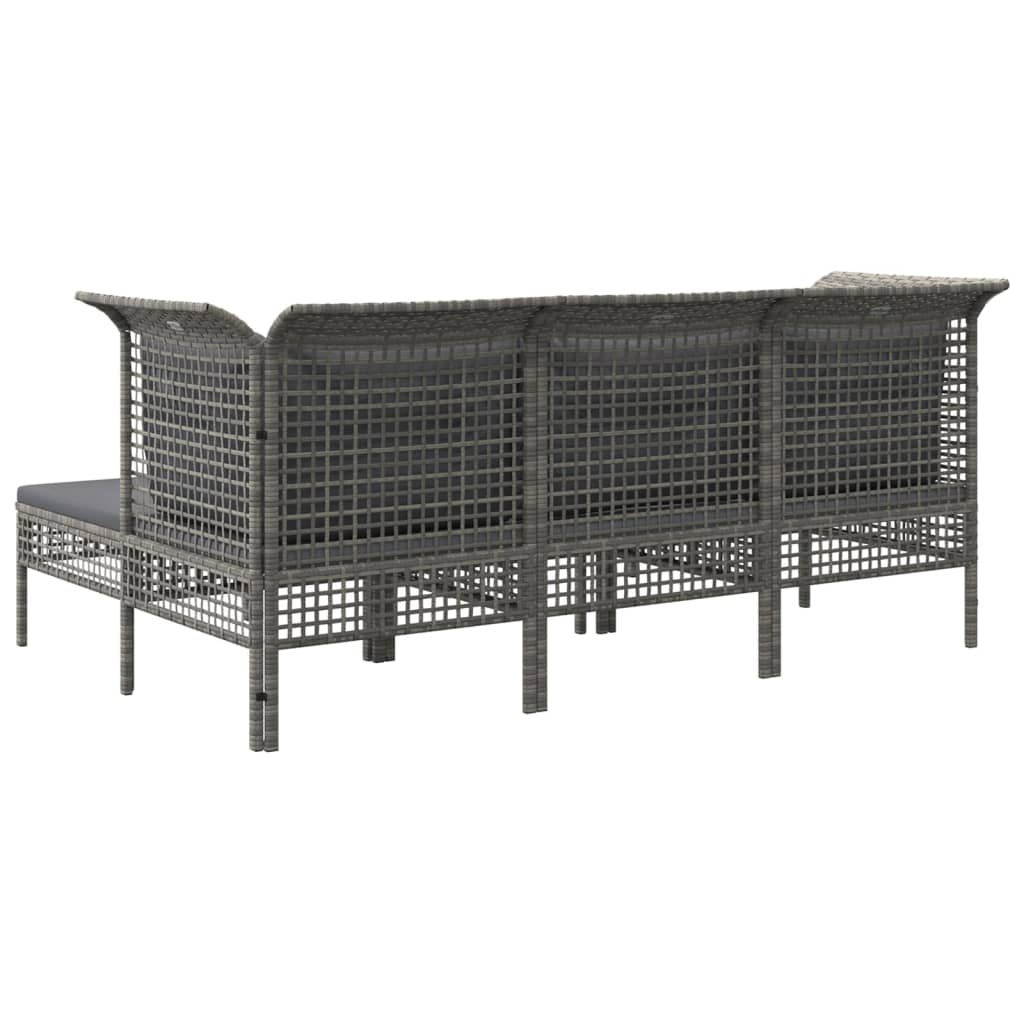 4-delige Loungeset met kussens poly rattan grijs