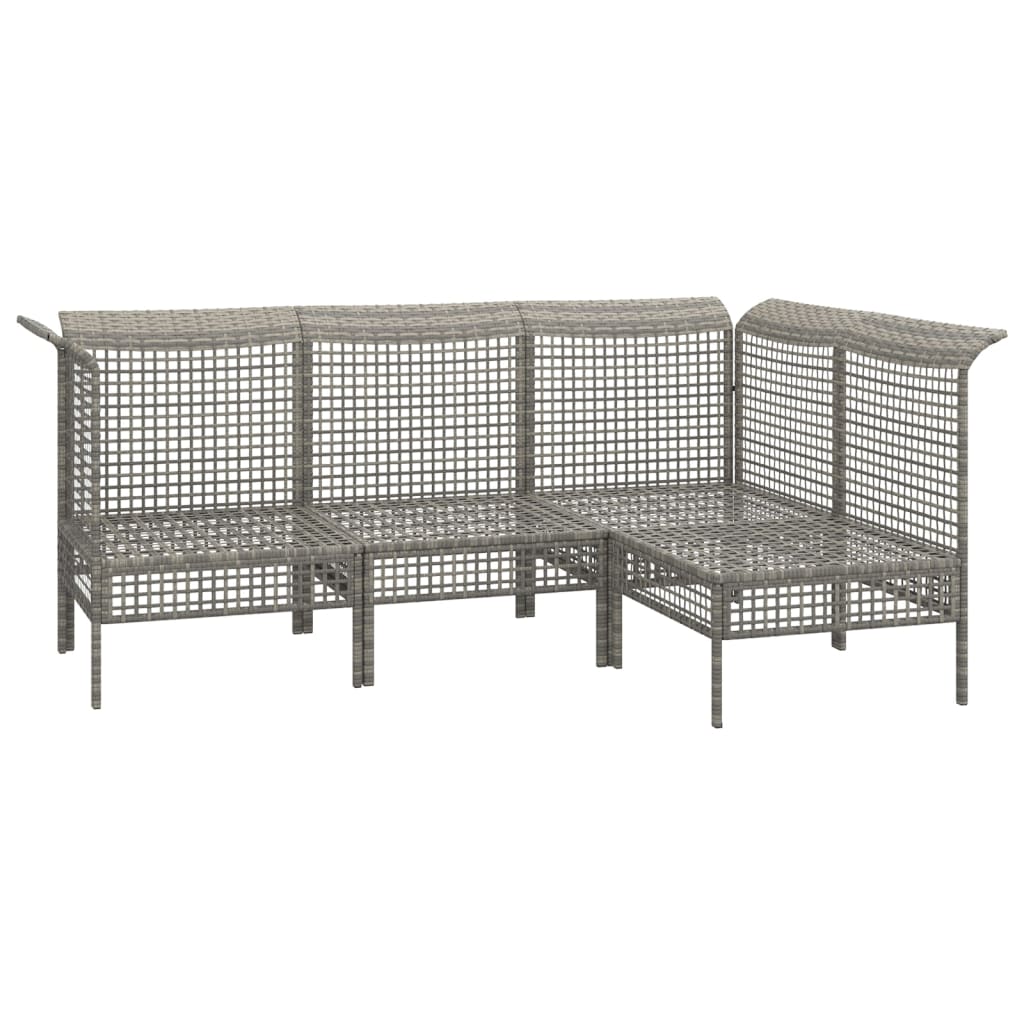 4-delige Loungeset met kussens poly rattan grijs