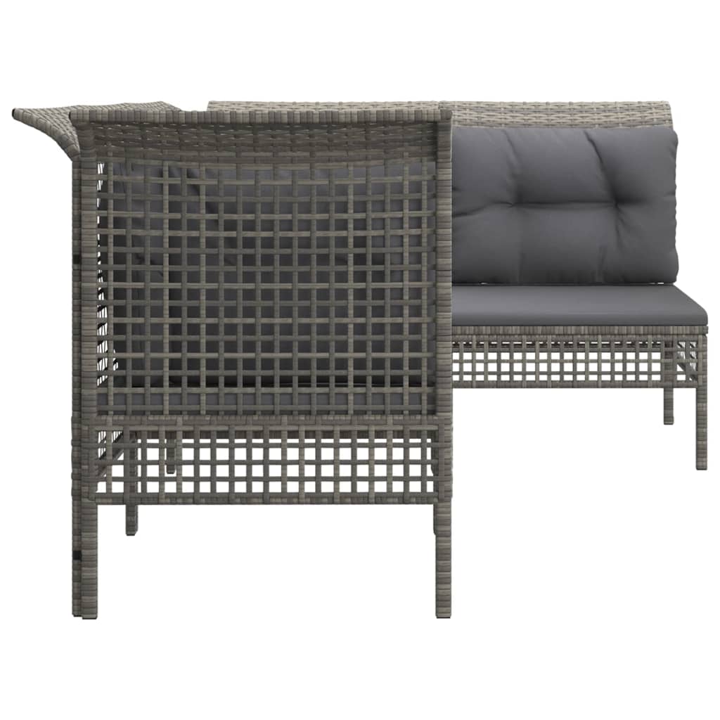 4-delige Loungeset met kussens poly rattan grijs