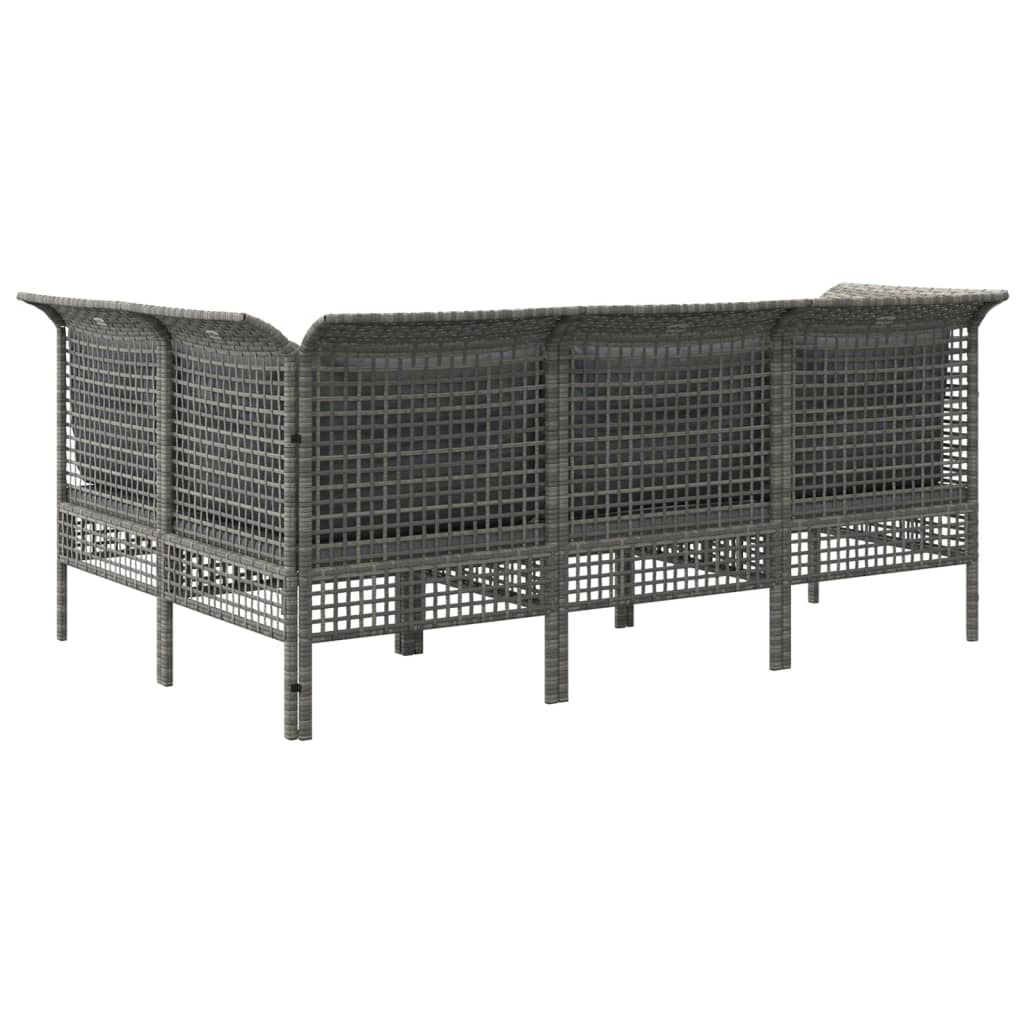 4-delige Loungeset met kussens poly rattan grijs