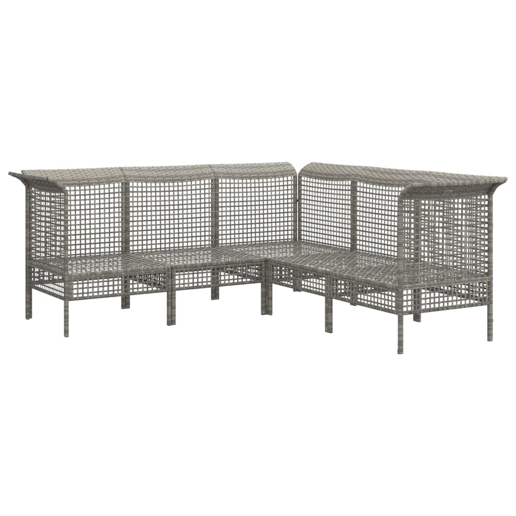 4-delige Loungeset met kussens poly rattan grijs