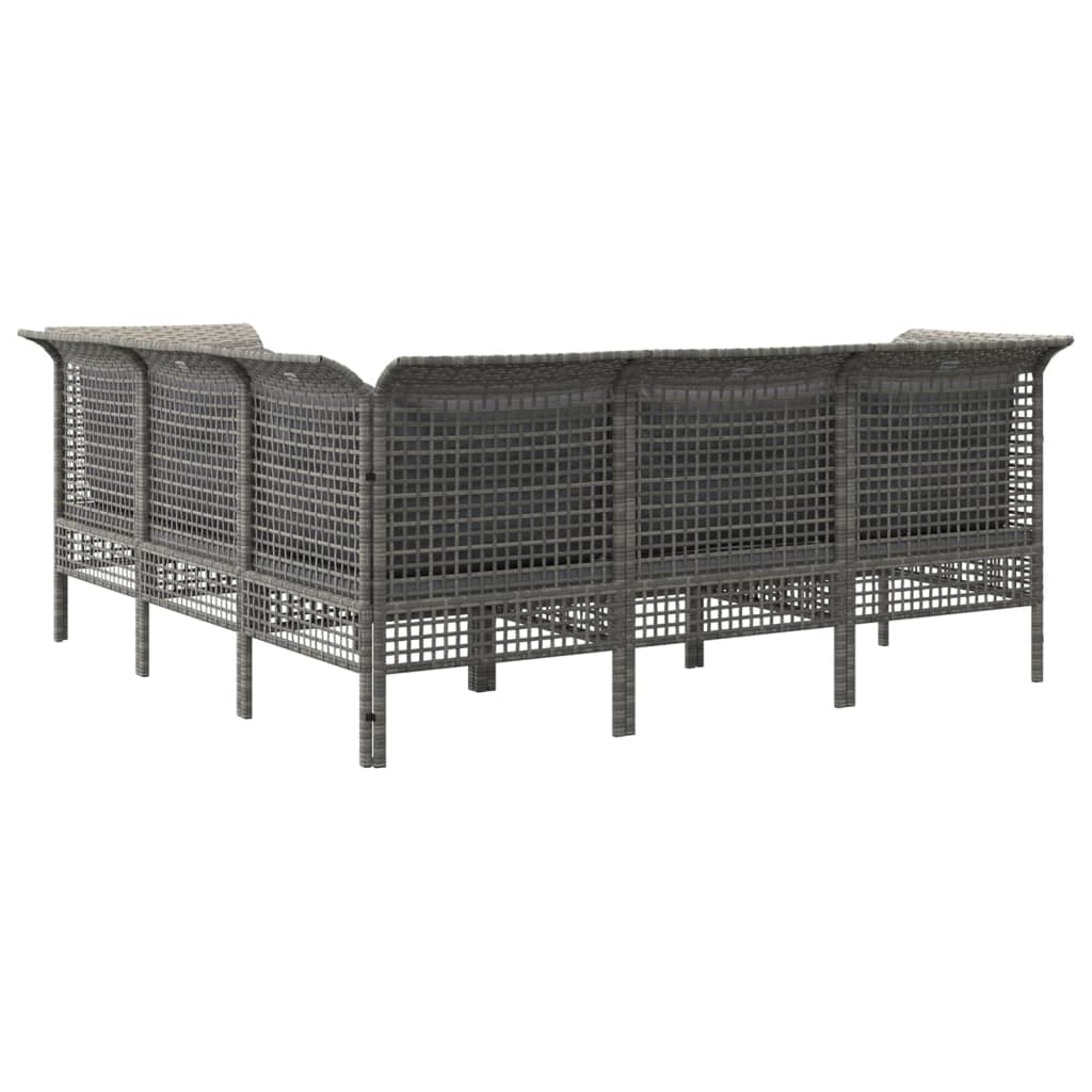 4-delige Loungeset met kussens poly rattan grijs