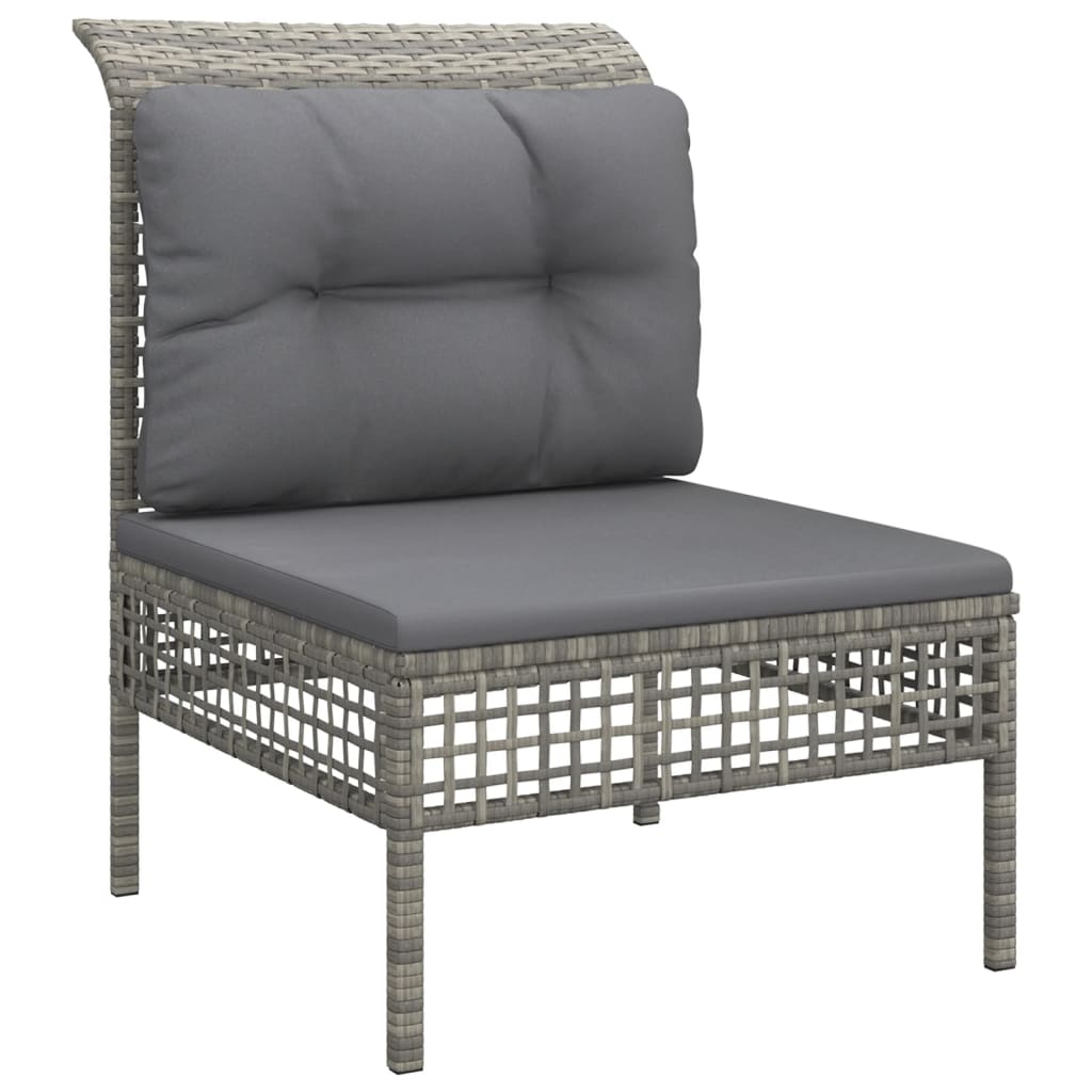 4-delige Loungeset met kussens poly rattan grijs