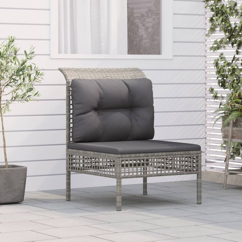 4-delige Loungeset met kussens poly rattan grijs