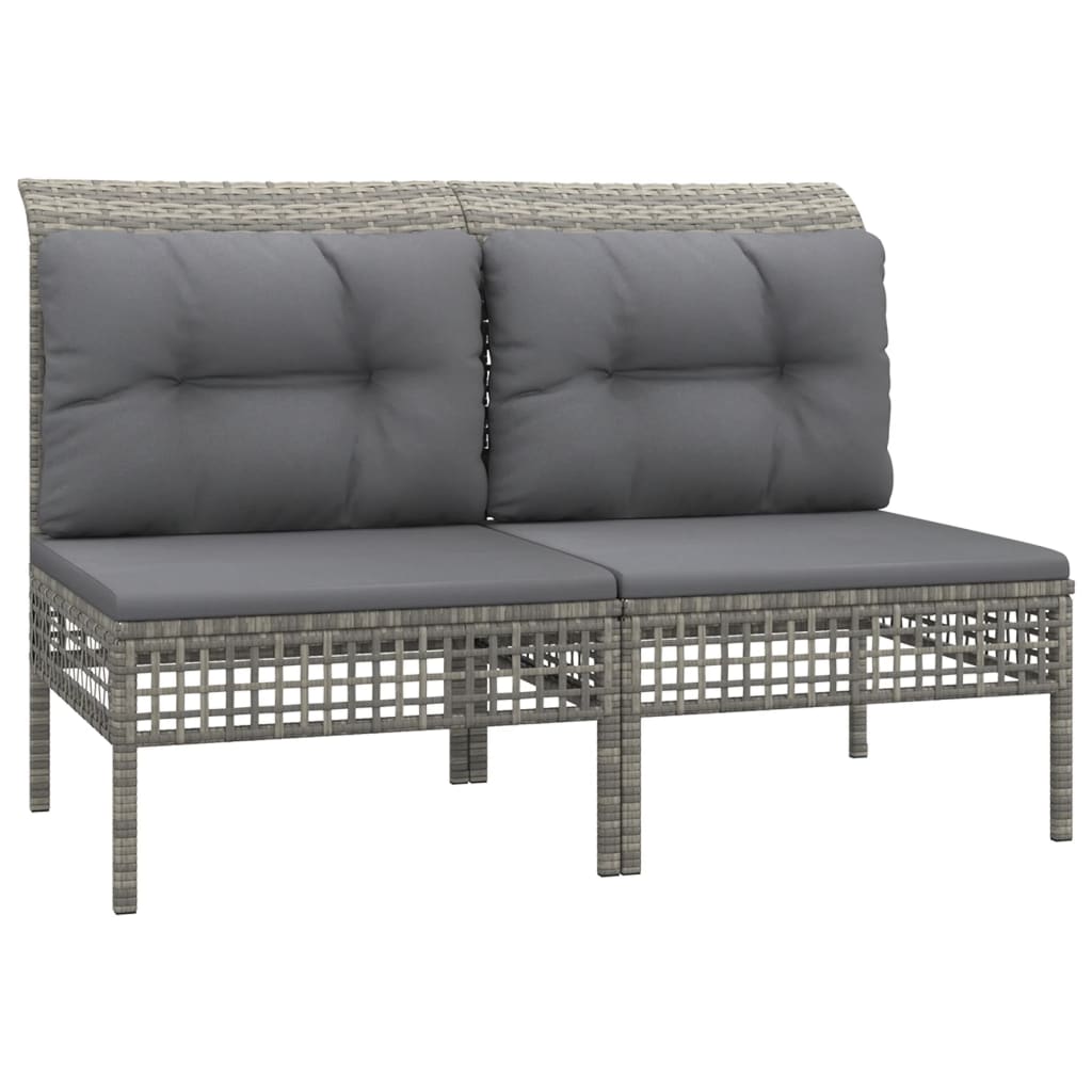 4-delige Loungeset met kussens poly rattan grijs