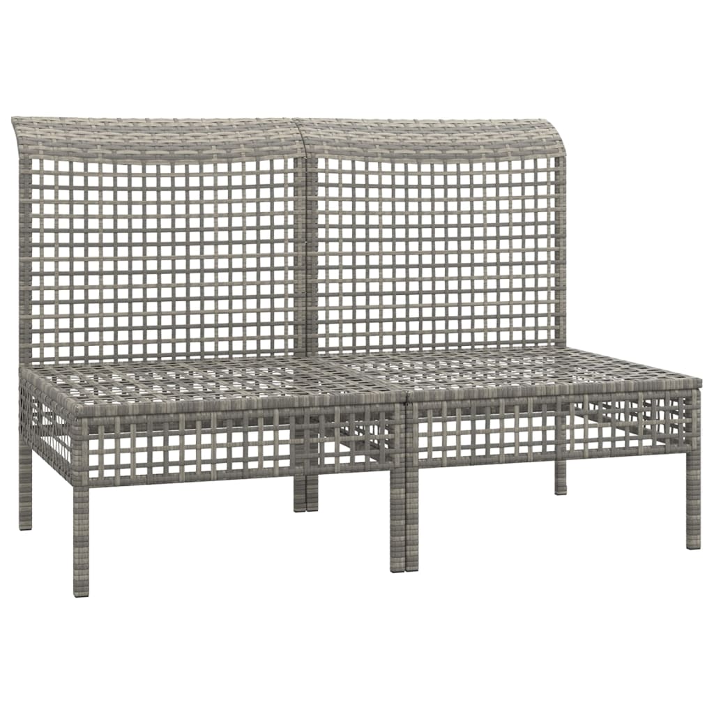 4-delige Loungeset met kussens poly rattan grijs