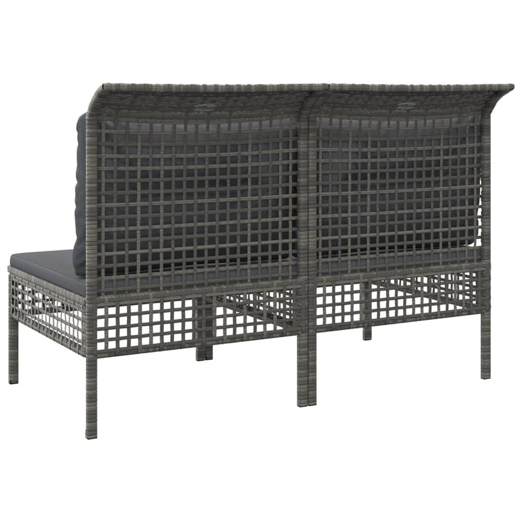 4-delige Loungeset met kussens poly rattan grijs