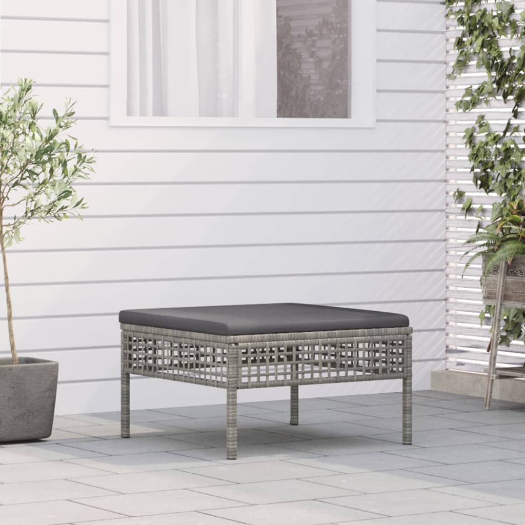 4-delige Loungeset met kussens poly rattan grijs