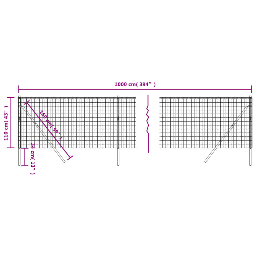 Draadgaashek 1,8x10 m gegalvaniseerd staal antracietkleurig