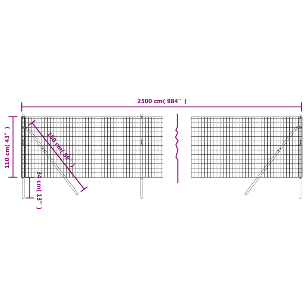 Draadgaashek 1,8x10 m gegalvaniseerd staal antracietkleurig