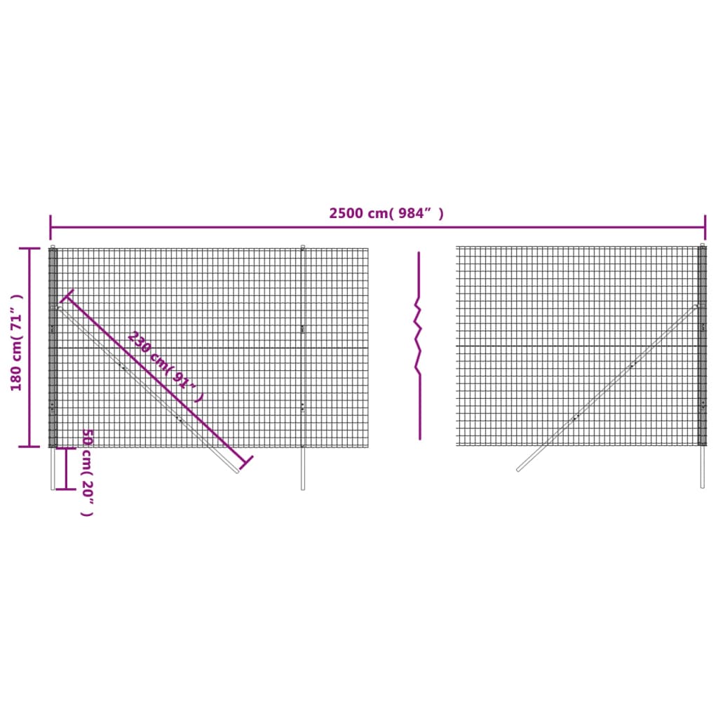 Draadgaashek 1,8x10 m gegalvaniseerd staal antracietkleurig