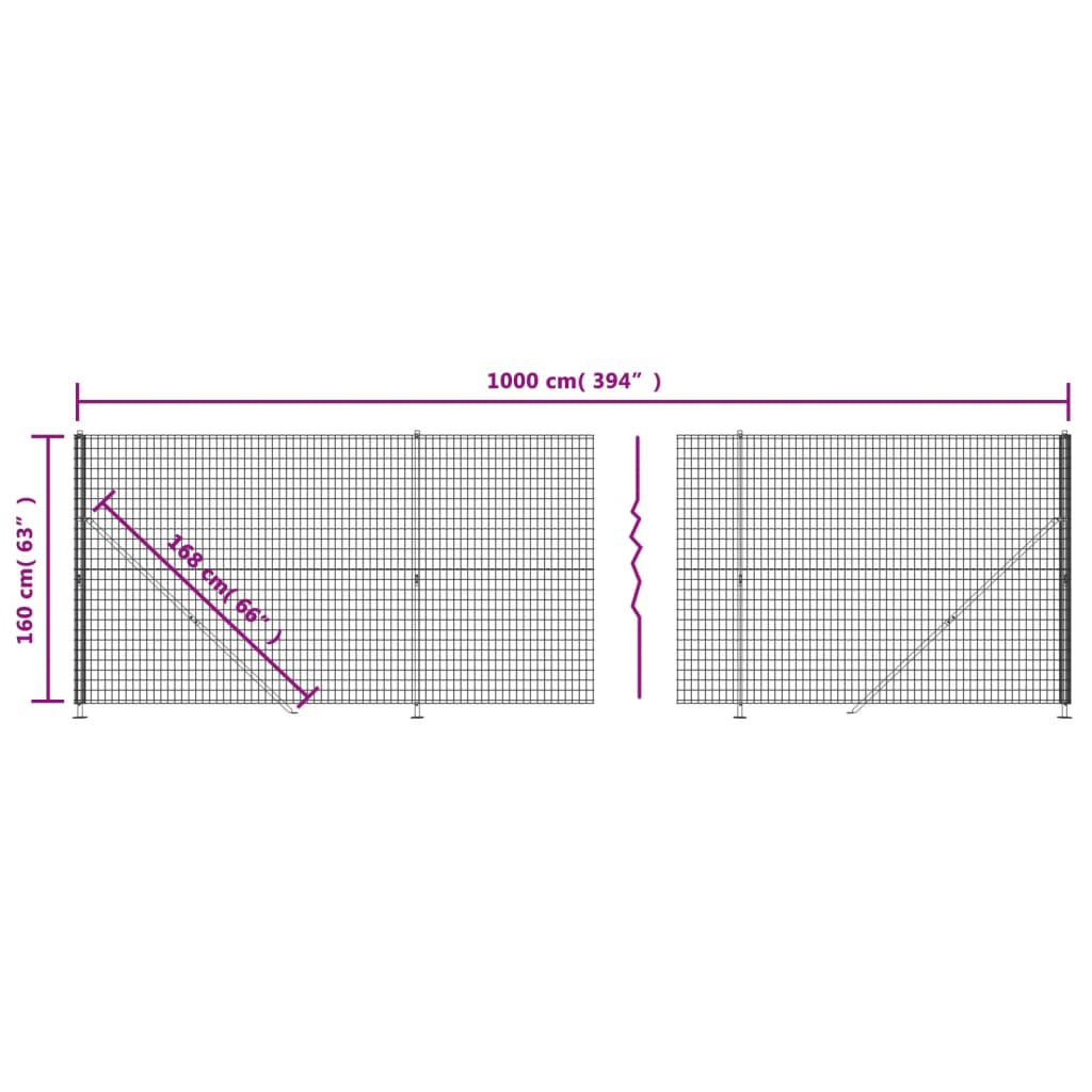 Clôture grillagée avec bride 2,2x25 m anthracite