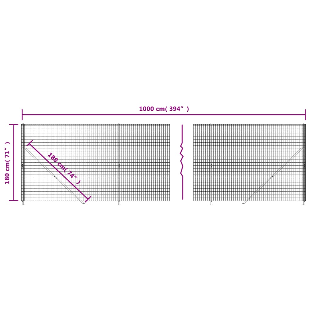 Clôture grillagée avec bride 2,2x25 m anthracite