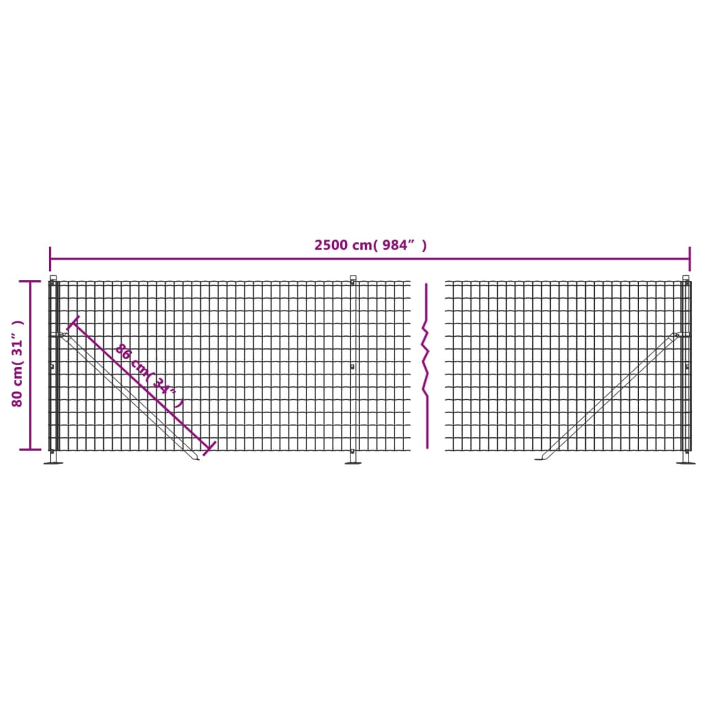 Clôture grillagée avec bride 2,2x25 m anthracite