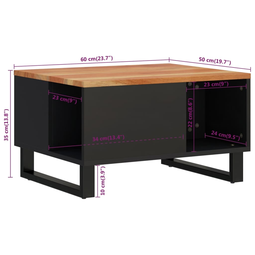 Salontafel 90x50x40 cm massief mangohout