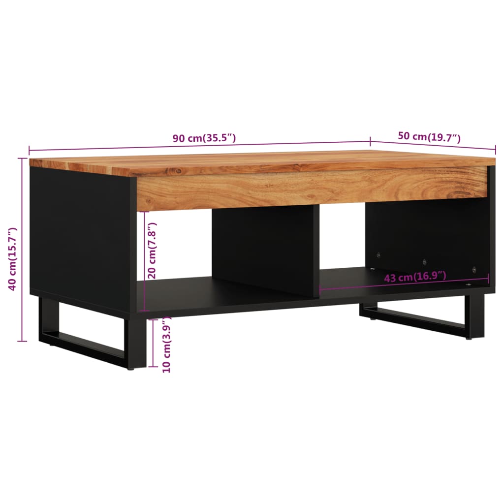 Table basse 90x50x40 cm en manguier massif