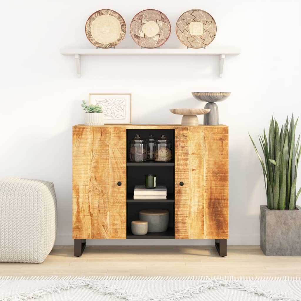 Buffet avec 2 portes 90x33x75 cm en bois d'acacia massif