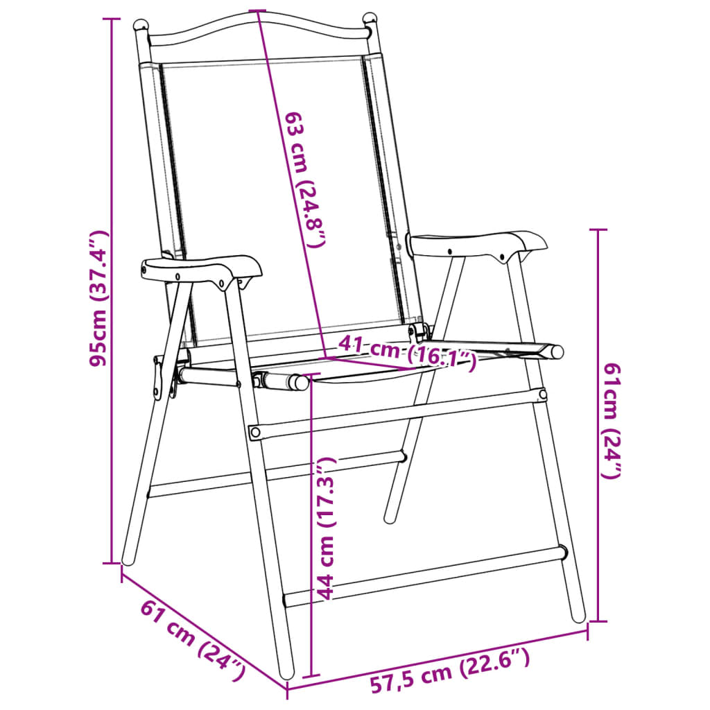 Tuinstoelen 4 st inklapbaar staal en textileen gemêleerd grijs