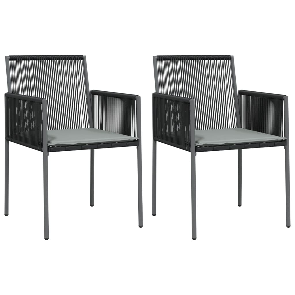 Chaises de jardin 6 pcs avec coussins 54x60,5x83,5 cm poly rotin noir