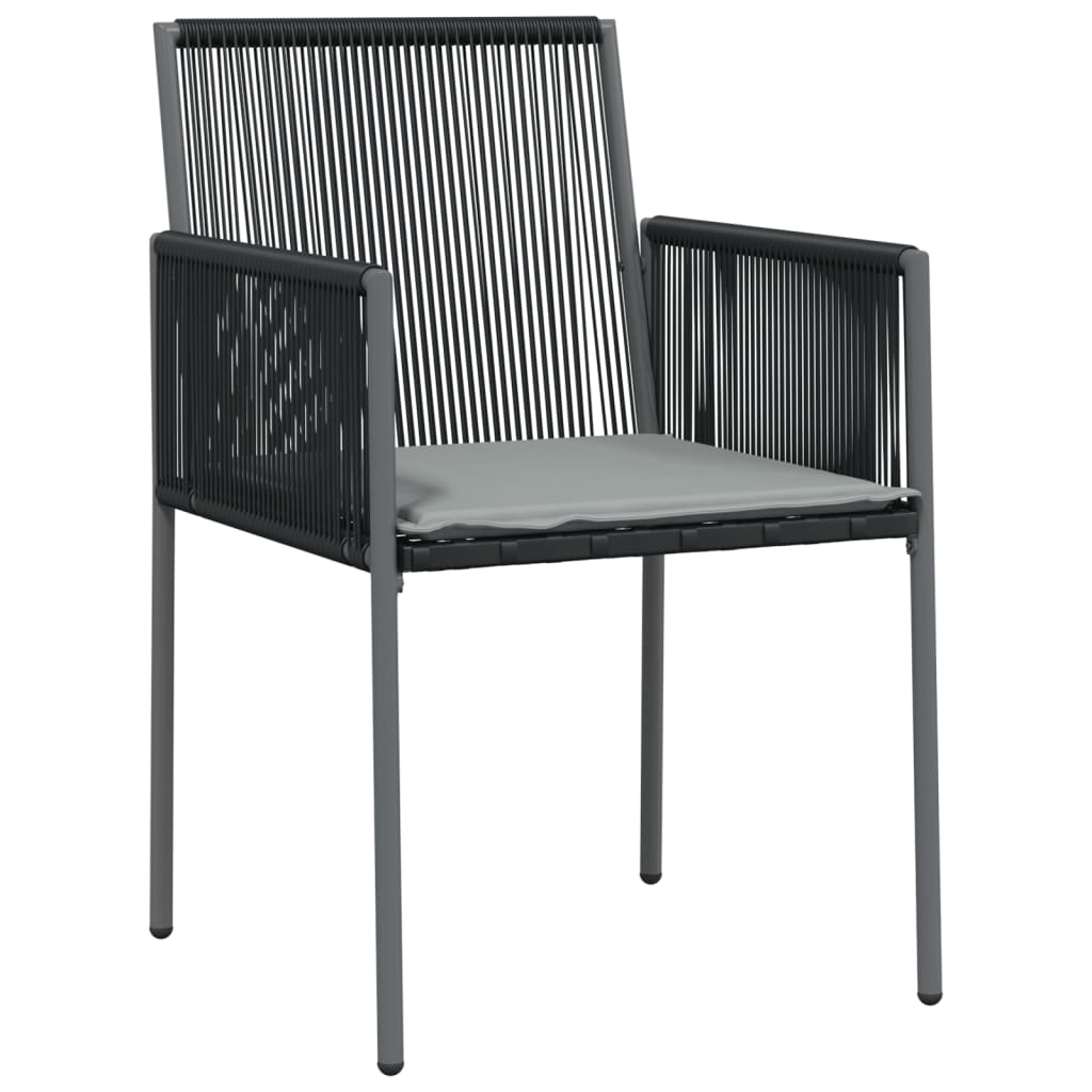 Tuinstoelen 6 st met kussens 54x60,5x83,5 cm poly rattan zwart