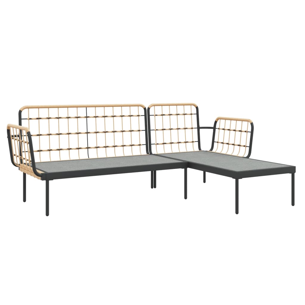 3-delige Loungeset met kussens poly rattan beige