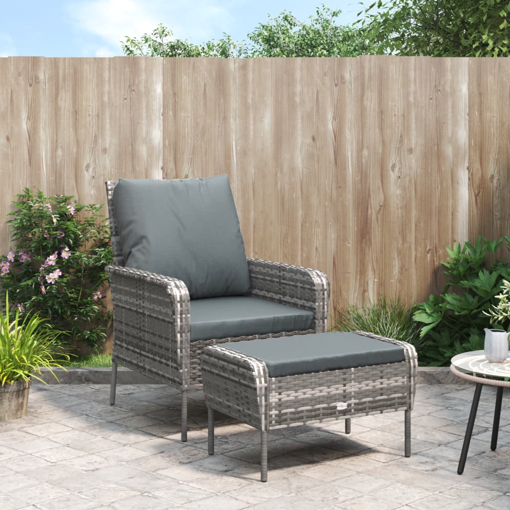 Chaise de jardin avec repose-pieds en poly rotin