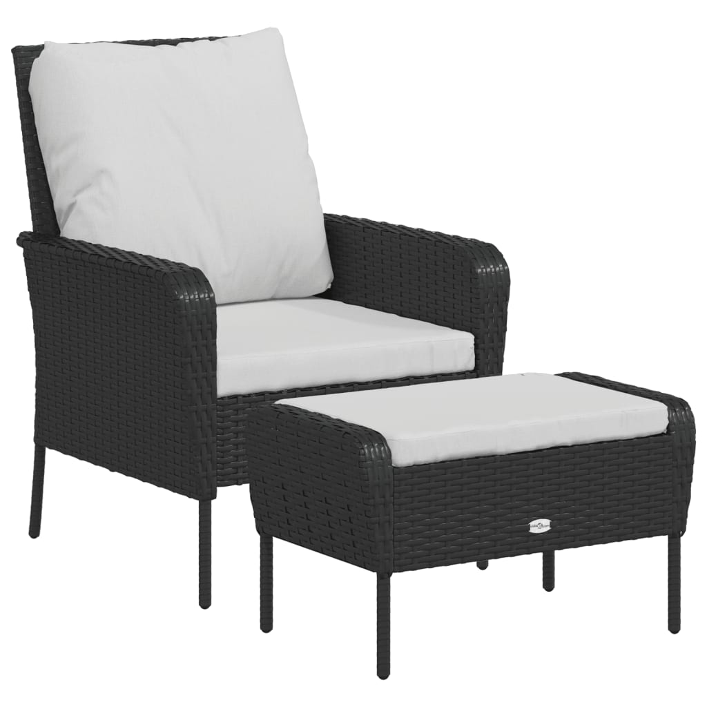 Chaise de jardin avec repose-pieds en poly rotin