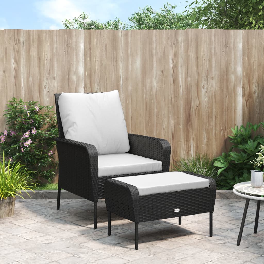 Chaise de jardin avec repose-pieds en poly rotin