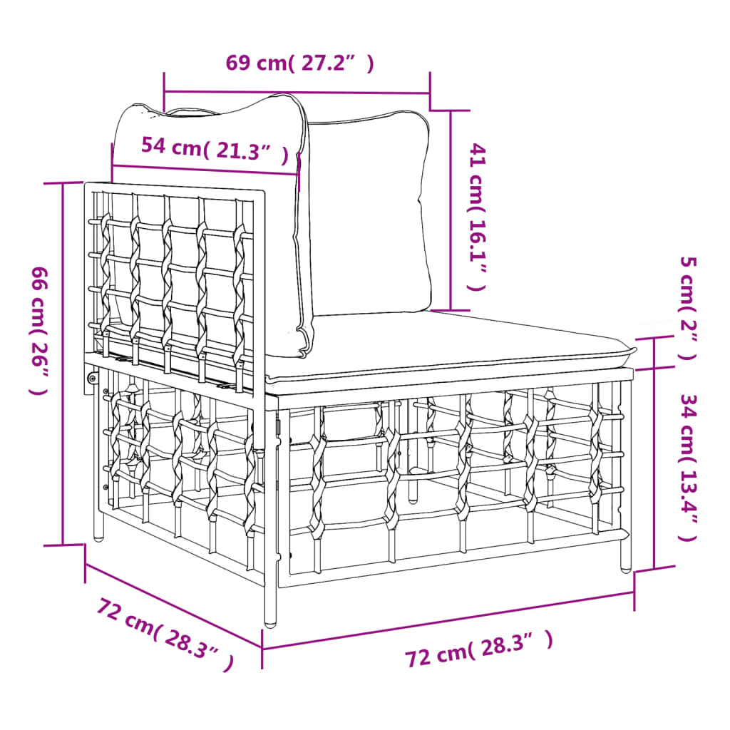 Tuintafel 70x70x34 cm poly rattan antracietkleurig