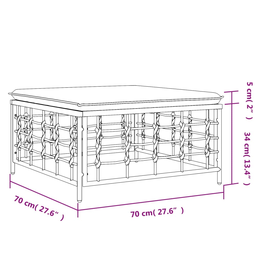 Tuintafel 70x70x34 cm poly rattan antracietkleurig