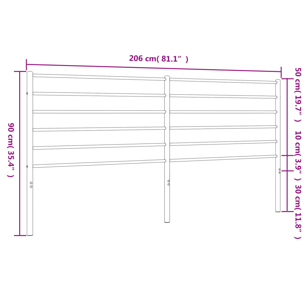 Hoofdbord metaal 200 cm