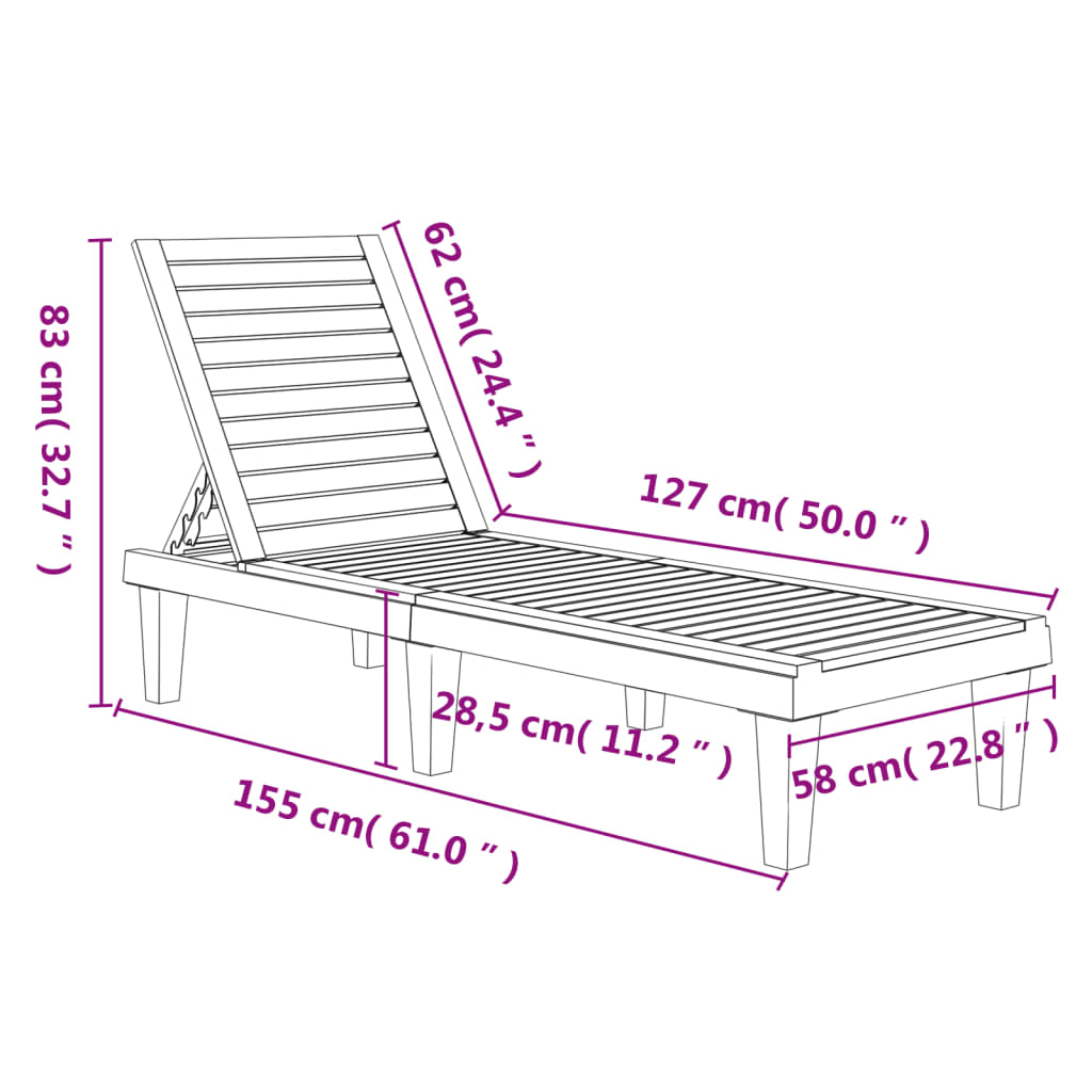 Ligbedden 2 st 155x58x83 cm polypropeen